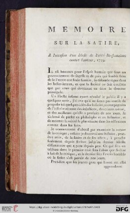 Mémoire sur la satire