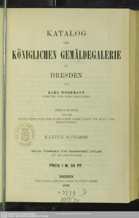 Katalog der königlichen Gemäldegalerie zu Dresden