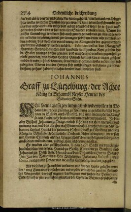 Johannes Graff zu Lützelburg, der Achte König in Behaimb, Keyser Henrici des Siebenden Sohn