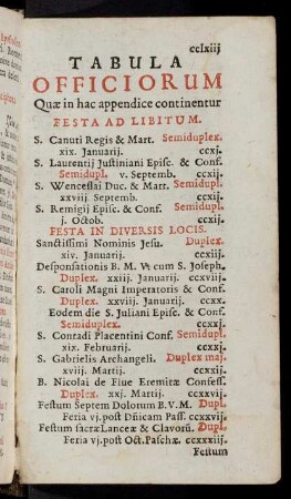 cclxiij-cclxiiij, Tabula Officiorum