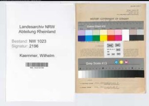 Entnazifizierung Wilhelm Kaemmer , geb. 01.09.1894 (Rektor)