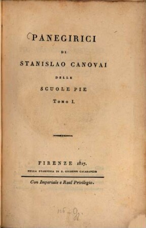Panegirici di Stanislao Canovai delle Scuole Pie, 1