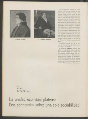 La unidad espiritual platense - Dos soberanías sobre una sola sociabilidad