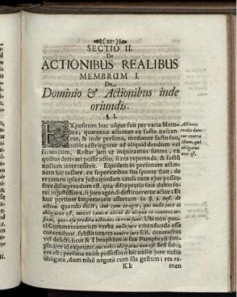 Membrum I. De Dominio & Actionibus inde oriundis