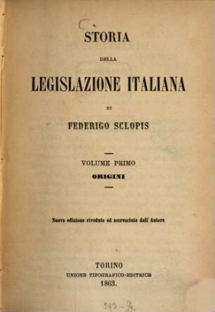 Storia della legislazione italiana, 1