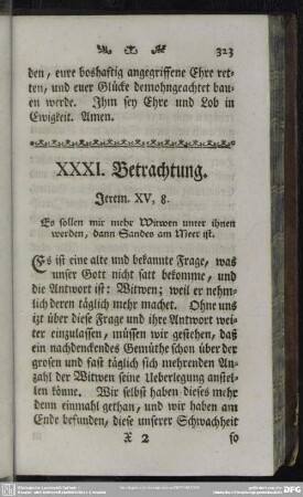 XXXI. Betrachtung. Jerem. XV, 8.
