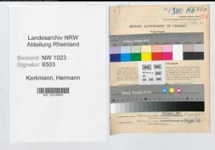 Entnazifizierung Hermann Kerkmann , geb. 14.12.1906 (Stadtobersekretaer)