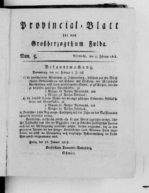 Num. 5, Ausgabe vom 4. Februar 1818