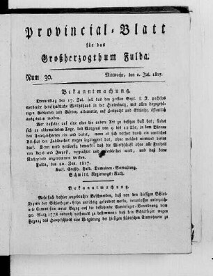 Num. 30, Ausgabe vom 2. Juli 1817