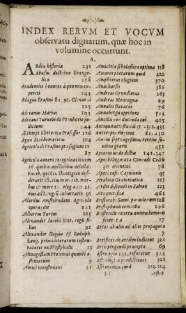 Index Rerum Et Vocum observatu dignarum, quae hoc in volumine occurrunt