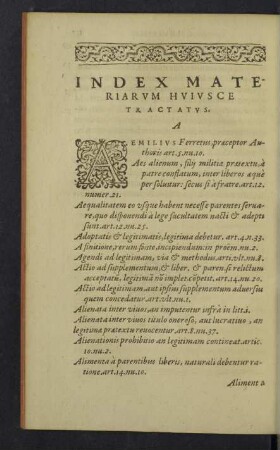 Index materiarum