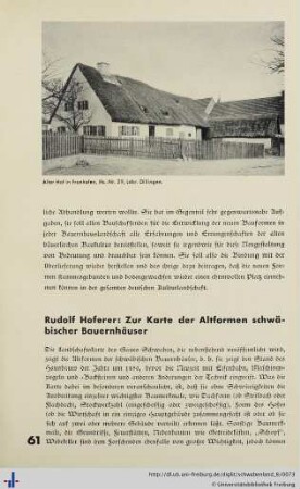 Zur Karte der Altformen schwäbischer Bauernhäuser.
