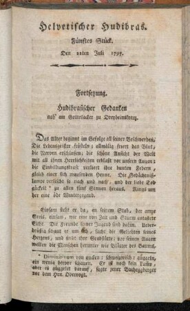 Helvetischer Hudibras. Fünftes Stück. Den 22ten Juli 1797.