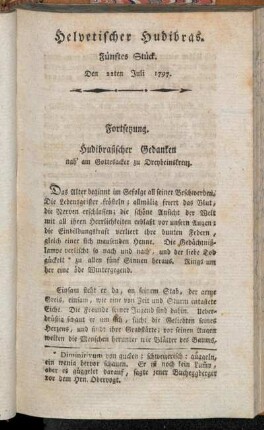 Helvetischer Hudibras. Fünftes Stück. Den 22ten Juli 1797.
