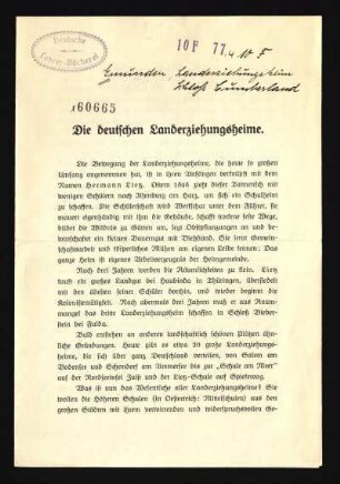 Die deutschen Landerziehungsheime