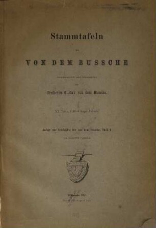 Geschichte der von dem Bussche : Bearbeitet von Freiherrn Gustav von dem Bussche, 1a