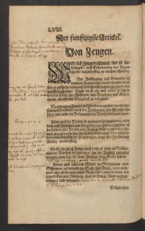 Der funfftzigste Artickel. Von Zeugen.