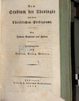 Vom Studium der Theologie und dem christlichen Predigtamt