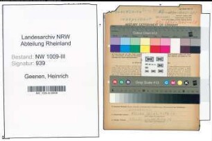 Entnazifizierung Heinrich Geenen , geb. 14.02.1880 (Schmiedemeister)