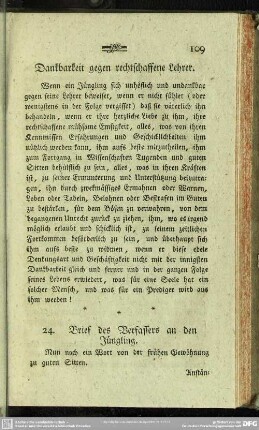 24. Brief des Verfassers an den Jüngling