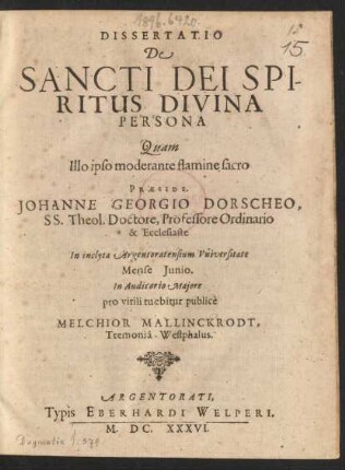 Dissertatio De Sancti Dei Spiritus Divina Persona
