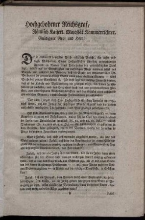 Hochgebohrner Reichsgraf, Römisch Kaiserl. Majestät Kammerrichter, - Regierungs-Bericht.