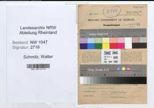 Entnazifizierung Walter Schmitz , geb. 16.10.1905 (Baurat)