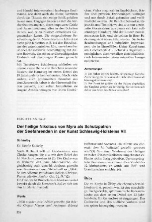 Der heilige Nikolaus von Myra als Schutzpatron der Seefahrenden in der Kunst Schleswig-Holsteins VII
