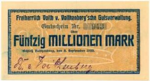 Geldschein / Notgeld, 50 Millionen Mark, 3.9.1923