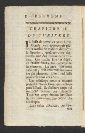 Chapitre II. De L'Univers