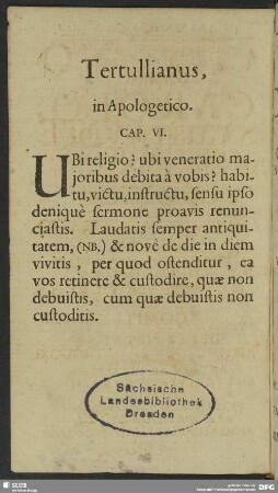 Tertullianus, in Apologetico