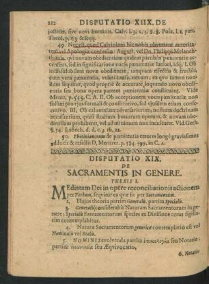 Disputatio XIX. De Sacramentis In Genere.