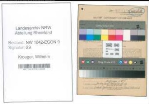 Entnazifizierung Wilhelm Kroeger , geb. 17.04.1916 (Arbeiter)