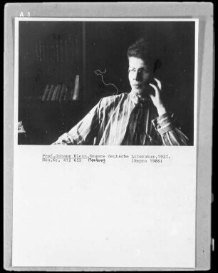 Johannes Klein, 1933-1938 Provatdozent der Neueren Deutschen Literatur in Marburg