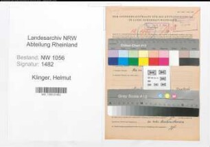 Entnazifizierung Helmut Klinger , geb. 06.07.1913 (Koch)
