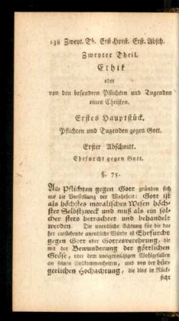 Zweyter Theil. Ethik oder von den besonderen Pflichten und Tugenden eines Christen