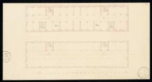 Magazingebäude Monatskonkurrenz Januar 1833: Grundriss Erdgeschoss, ein Obergeschoss; Maßstabsleiste