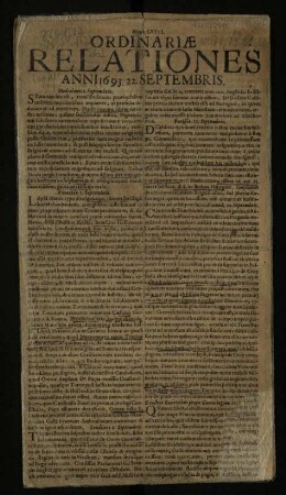 Ordinariae relationes / 1693 (unvollständig)