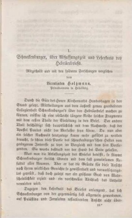 283-303 Schneckenburger, über Abfassungszeit und Leserkreis des Hebräerbriefes