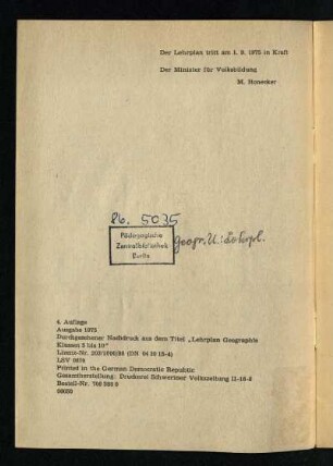 Der Lehrplan tritt ...