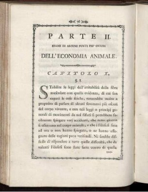 Parte II. Esame Die Alcuni Punti Piu´ Oscure Dell´Economia Animale. Capitolo I.