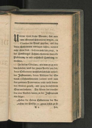 [Brief an die General-Direction der Hamburger Zahlen-Lotterie.]