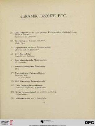 Keramik, Bronze etc. (Nr. 369-388)