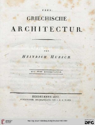 Ueber griechische Architectur