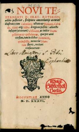 NOVI TE=||STAMENTI D. ERAS. ROTEROD.|| aeditio posterior, scripturae concordantijs accurate || illustrata ... ||