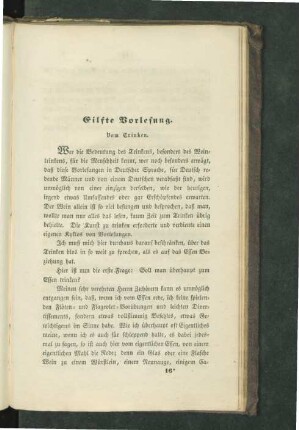 Eilfte Vorlesung. Vom Trinken