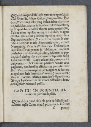 Cap: III in scientia inuentionis partium lapidis.