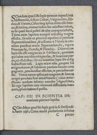 Cap: III in scientia inuentionis partium lapidis.
