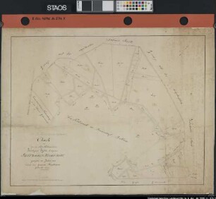 Karte der BOTTUMer Heimschnat: Teilung der Bottumer Heimschnat Ausf.-Art: Farbige Handzeichnung auf Papier, auf Leinen aufgezogen Hersteller: Broxtermann, Geometer Format: 66 x 83,5 cm Maßstab: 1 : 3840