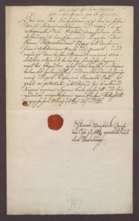 Procuratorium des Grafen Clemens Wenzeslaus von Eltz-Kempenich für den Sexpräbendar Hepp.